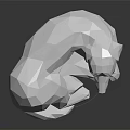 White Low Poly Bear Sculpture Lying On Black Smooth Surface With Reflection 3d model