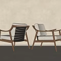 Modern Leisure Chairs With Wooden Frames And Light Colored Cushions For Indoor Use