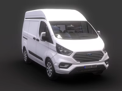 White Cargo Van Exterior With Modern Front Grille And Side Door Design 3d model