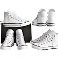 White High Top Canvas Shoes With Classic Design And Multiple Views 3d model