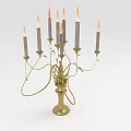 Ornate Golden Candelabra With Multiple Lit Candles And Curved Decorative Branches