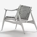 Modern Leisure Chair With Black Frame Wooden Backrest And Padded Seat