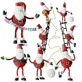 Christmas Decorative Ornament Set With Woven Santa Claus Ladders String Lights And Happy New Year