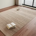 Beige Woven Square Rug With Open Book And Slippers On Wooden Floor