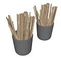 Simple Two Gray Chopstick Holders with Wooden Chopsticks Dining Tableware Set 3d model