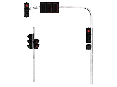 Public Traffic Control Facilities With Multiple Signal Lights And Countdown Timers 3d model