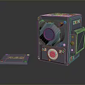Dell Industrial Computer Workstation Featuring Gray Casing Red Button Circular Lens And Small Square Component