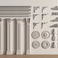 Jane European carved plaster line plaster component post lamp panel 3d model