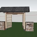 New Chinese Style Gate Patio Door 3d model