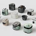 Various Modern Rice Cookers In Different Colors With Inner Pots 3d model