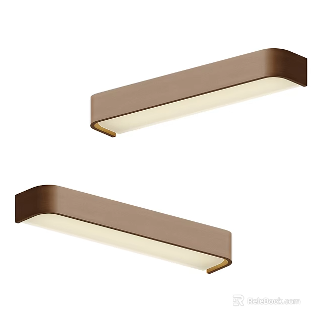 Modern Rectangular Brown Wall Lights with White Light and Sleek Design 3d model