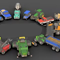 Different Types Of Colorful Toy Cars And Model Vehicles Arranged In Circle