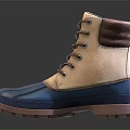 Stylish Waterproof Blue And Beige Boots With Brown Sole And Laces