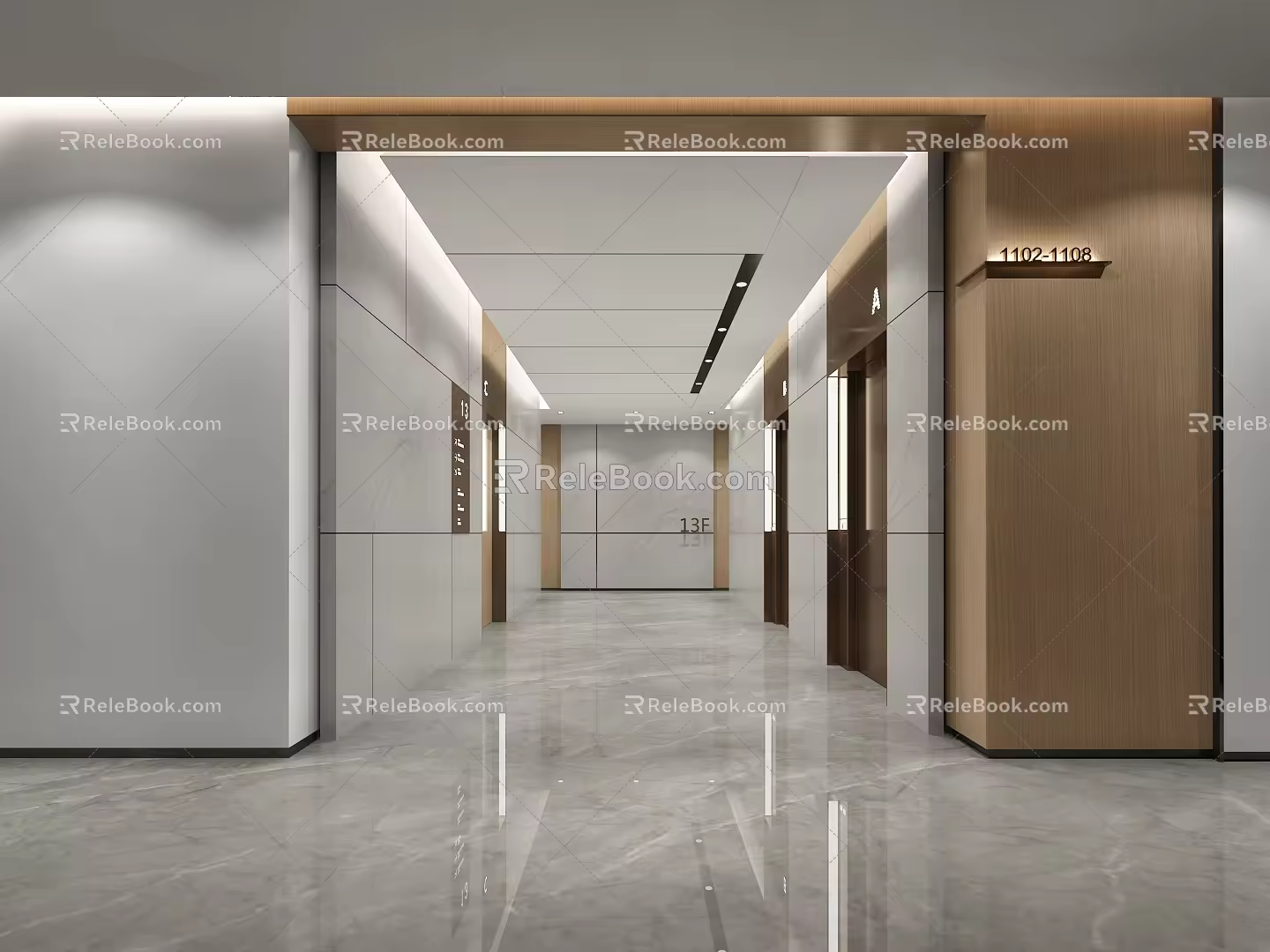 modern elevator hall standard floor elevator hall 3d model
