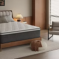 Solid Wood Frame Double Bed With Soft Upholstered Headboard For Warm Minimalist Bedroom Interior Design