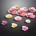 Colorful Flowers Scattered On Black Background With Pink Yellow And Other Hues