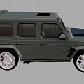 Army Green Off Road SUV With Roof Rack White Alloy Wheels And Rugged Design
