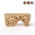 Modern Golden Console Table With Irregular Lava Like Texture And Unique Design