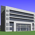 Modern Multi Story Hospital Building With Glass Curtain Walls And Lawn Front