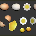 Chicken Eggs Displayed As Whole Broken Shells With Yolk And White Parts