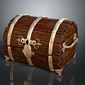 Vintage Wooden Storage Chest With Decorative Metal Straps And Clasp