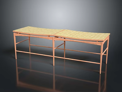 Modern Woven Top Bench With Metal Frame And Joined Tabletop Design 3d model