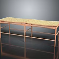 Modern Woven Top Bench With Metal Frame And Joined Tabletop Design