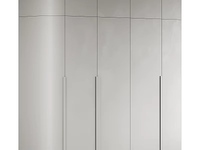 Modern Light Colored Wardrobe With Sleek Design And Long Metal Handles 3d model