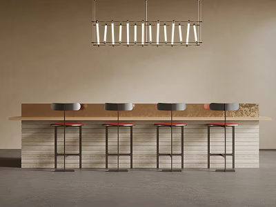 Modern bar reception desk chandelier 3d model Modern bar reception desk chandelier 3d model