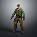 Daily Life Clothing And Accessories Set With Green Jacket Brown Pants Hat Gloves And Belt