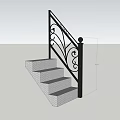 Elegant Staircase With Wrought Iron Railings And Ornate Scroll Design Gray Steps