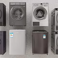 Modern Household Appliances Collection Featuring Washing Machines And Refrigerators In Various Colors