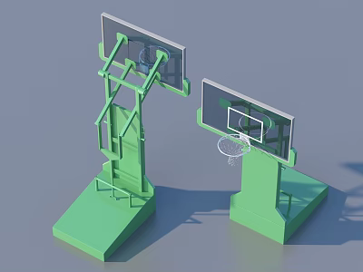 Green Portable Basketball Hoops Sports Equipment With Backboards For Outdoor Use 3d model