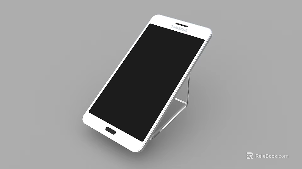 White Modern Smartphone With Black Screen On Stand And Sleek Design 3d model 
