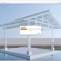 Modern Transparent Pergola With Glass Roof And White Frame On Waterfront Platform