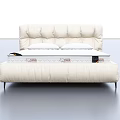 Modern Minimalist Double Bed Interior Design With Padded Headboard And White Mattress