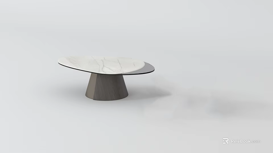 Elegant Modern Coffee Table With White Marble Top And Gray Conical Base 3d model