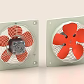 Two Square Exhaust Fans With Red Blades For Home Daily Electrical Appliances