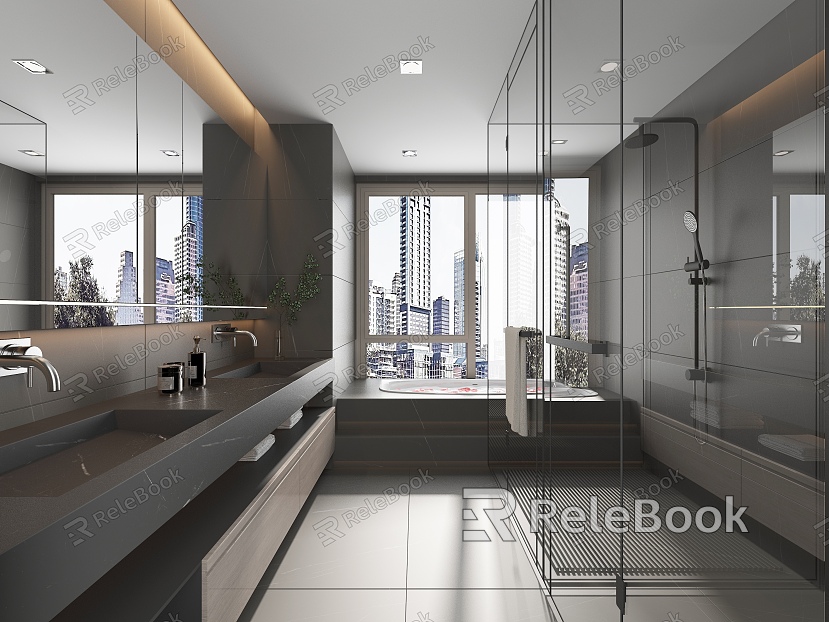 Modern Toilet High-grade Black Villa Toilet Toilet Bathroom Cabinet Mirror Shower Shower Partition Towel Rack model