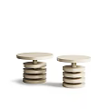 Modern Round Coffee Tables With Stacked Base And Black Brown Beige Colors
