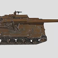 Brown Military Tank With Long Cannon Heavy Tracks And Strong Armor Design