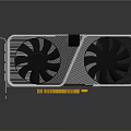 High Performance Computer Graphics Card With Dual Fans And Silver Carbon Fiber Frame