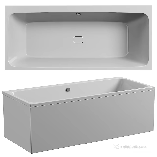 Modern White Freestanding Bathtub With Smooth Surface And Central Drainage Design 3d model 