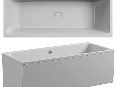 Modern White Freestanding Bathtub With Smooth Surface And Central Drainage Design 3d model