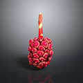 Close-Up Of Fresh Red Fruit With Spiky Surface And Stem On Dark Background
