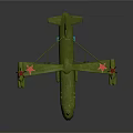 Green Military Airplane With Number 15 Twin Engines Landing Gear And Red Star