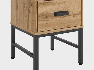 Modern Minimalist Storage Cabinet With Oak Wood Body And Metal Legs Design 3d model