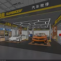 Suremod Car Modification Shop Interior With Luxury Sports Cars And Ceiling Lighting