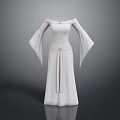 Elegant Woman Wearing White Off the Shoulder Long Dress With Bell Sleeves And Belt