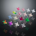 Multiple Colorful Pinwheels Decorated Display Shelf On Black Background With Reflections